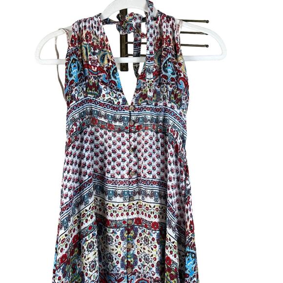 Raga Revolve Riviera Vibe Maxi Halter Dress Patchwork Paisley Boho Cottage Large - Picture 6 of 15